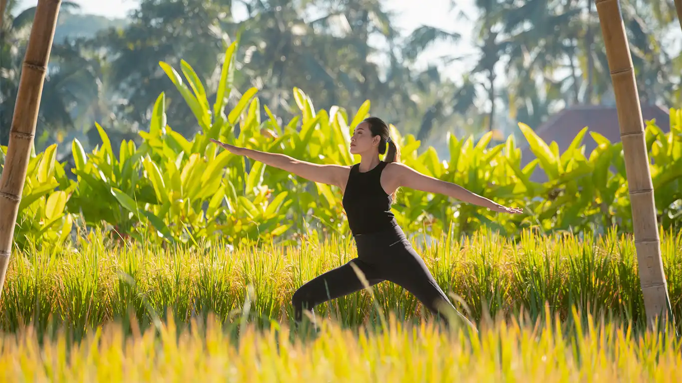 Yoga activity at the sun of granary ubud
