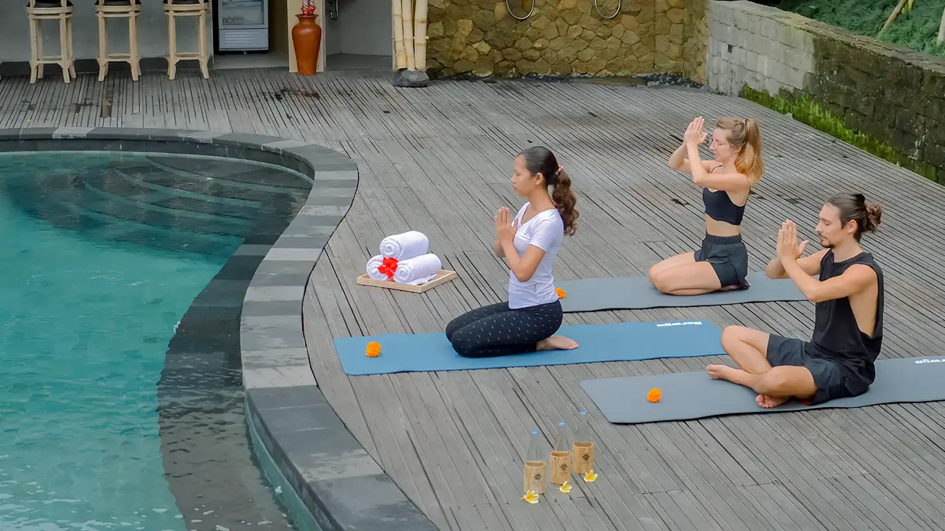 Yoga activity at the sun of granary ubud