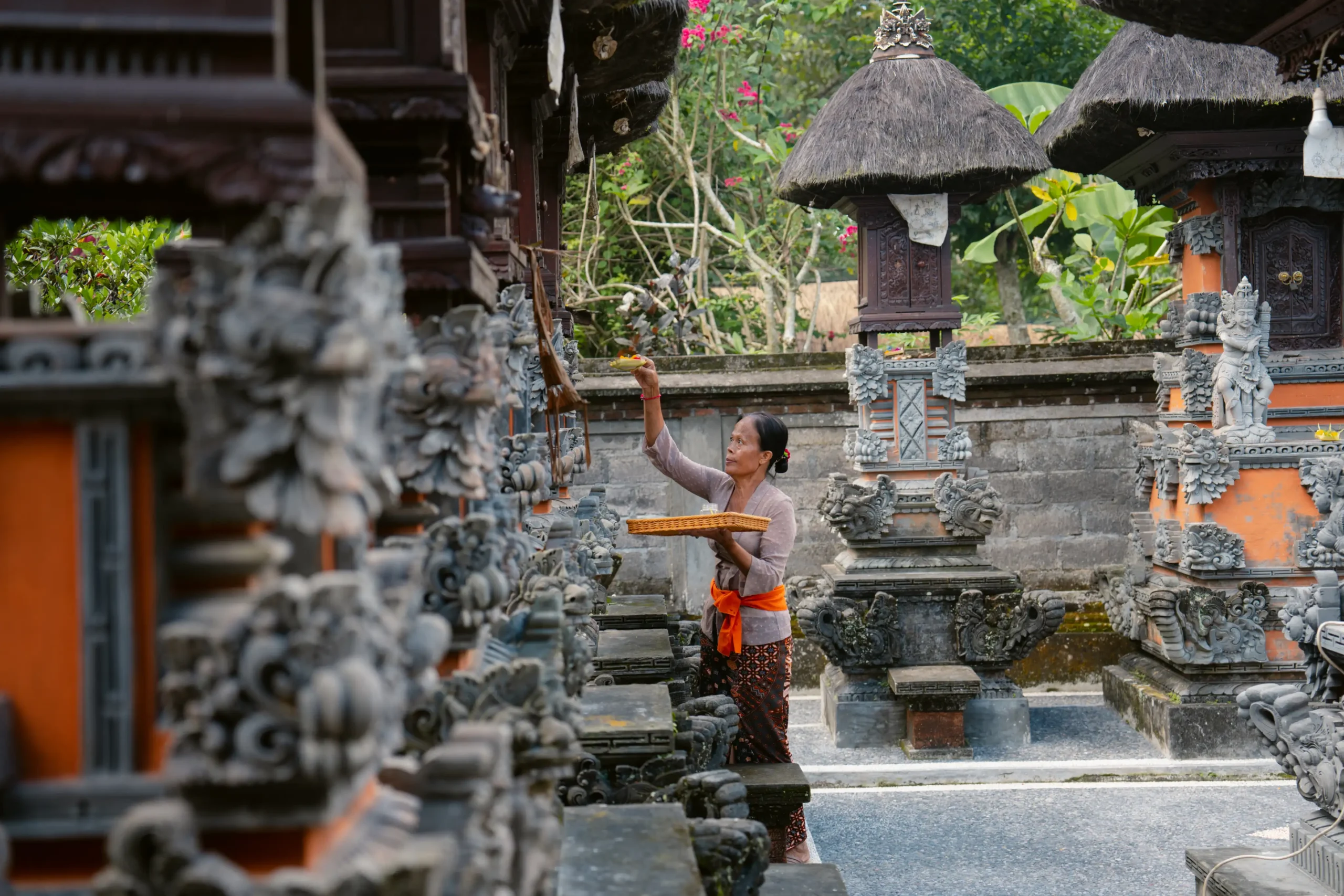 Family shrine in a traditional Balinese compound in Kenderan