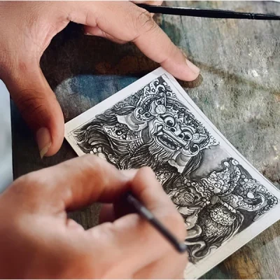 Balinese Painting activities at the sun of granary ubud